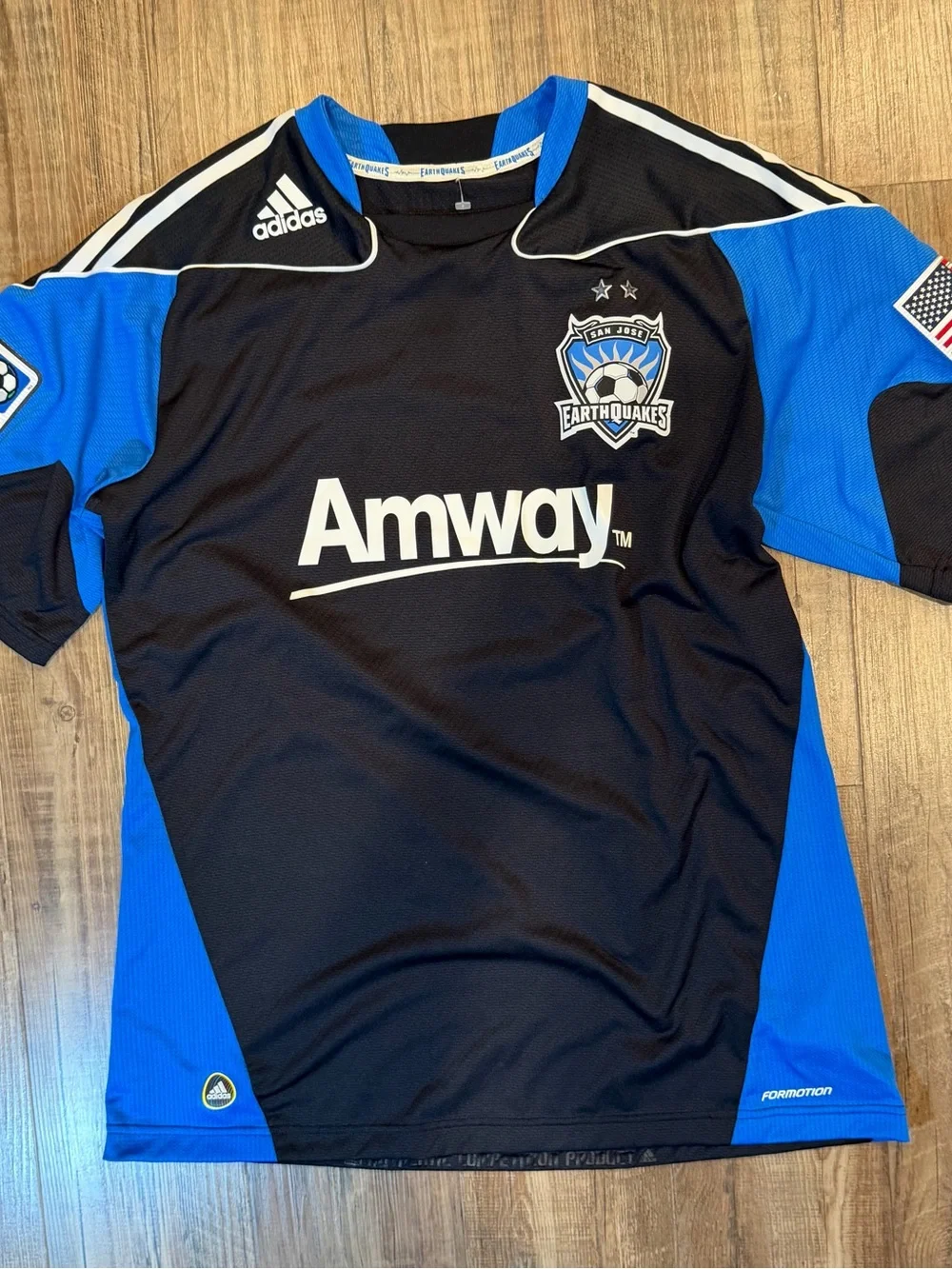 adidas San Jose Earthquakes Black & Blue Soccer Jersey - Amway Logo